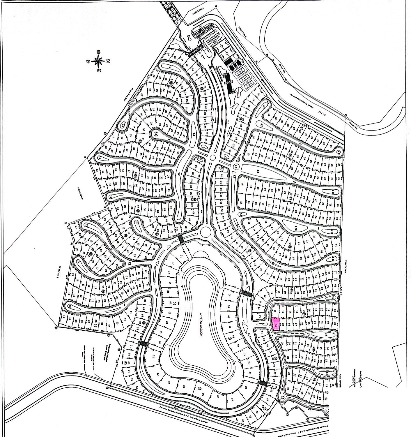 Aquaterra masterplan — Planta General del Condominio, Lote 10 highlighted